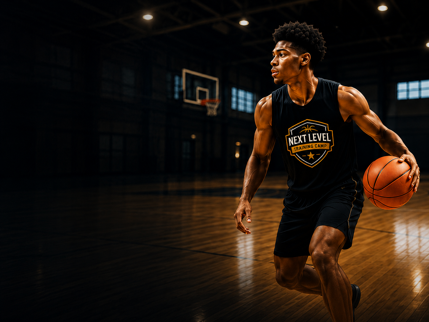 Basketball player training in a premium indoor gym